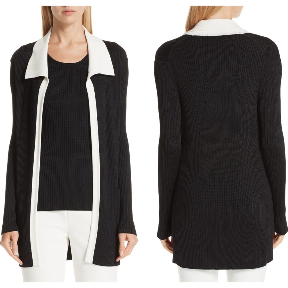 St. John Black and White Cardigan